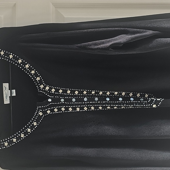 Vintage Coldwater Creek Black Long Sleeve Sweater W Beaded Bodice 1X - Picture 3 of 13